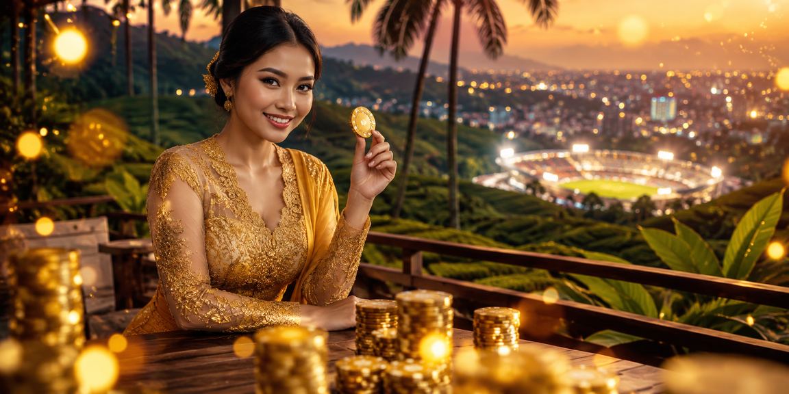 Model mengakses taruhan online melalui perangkat mobile dengan gaya kasual