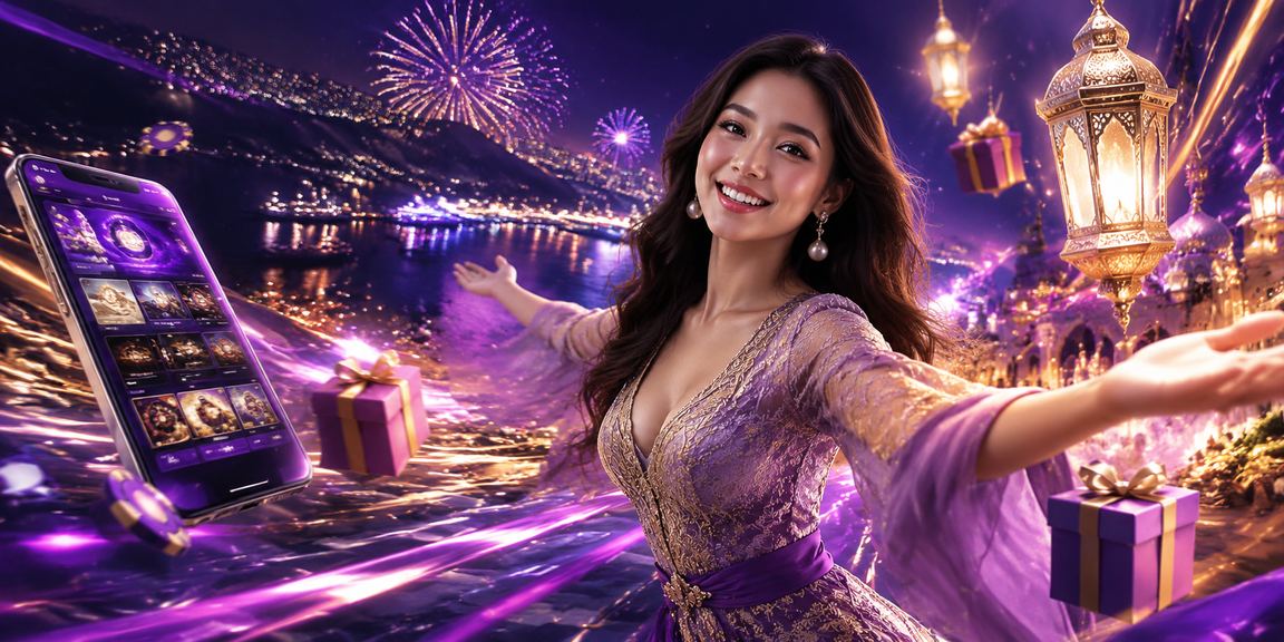 Tampilan neon dinamis taruhan online dengan visual malam yang memukau